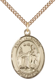 [7121GF/24GF] 14kt Gold Filled Saint Valentine of Rome Pendant on a 24 inch Gold Filled Heavy Curb chain