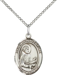 [8085SS/18SS] Sterling Silver Saint Bonaventure Pendant on a 18 inch Sterling Silver Light Curb chain