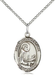 [8085SS/18SS] Sterling Silver Saint Bonaventure Pendant on a 18 inch Sterling Silver Light Curb chain