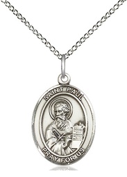[8086SS/18SS] Sterling Silver Saint Paul the Apostle Pendant on a 18 inch Sterling Silver Light Curb chain