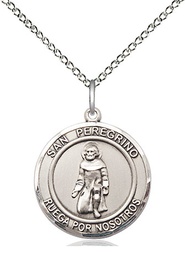 [8088RDSPSS/18SS] Sterling Silver San Peregrino Pendant on a 18 inch Sterling Silver Light Curb chain