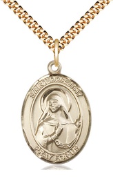 [7023GF/24G] 14kt Gold Filled Saint Dorothy Pendant on a 24 inch Gold Plate Heavy Curb chain