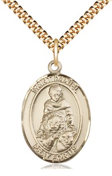 [7024GF/24G] 14kt Gold Filled Saint Daniel Pendant on a 24 inch Gold Plate Heavy Curb chain