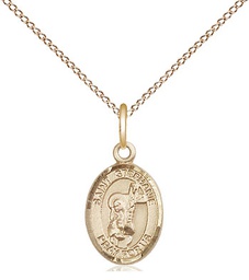 [9228GF/18GF] 14kt Gold Filled Saint Stephanie Pendant on a 18 inch Gold Filled Light Curb chain