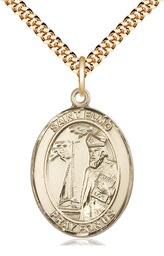 [7031GF/24G] 14kt Gold Filled Saint Elmo Pendant on a 24 inch Gold Plate Heavy Curb chain