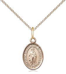 [9238GF/18GF] 14kt Gold Filled Saint Bartholomew the Apostle Pendant on a 18 inch Gold Filled Light Curb chain
