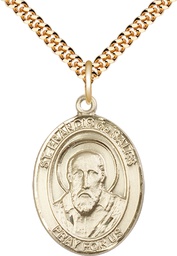 [7035GF/24G] 14kt Gold Filled Saint Francis de Sales Pendant on a 24 inch Gold Plate Heavy Curb chain