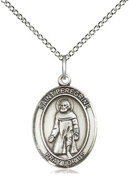 [8088SS/18SS] Sterling Silver Saint Peregrine Laziosi Pendant on a 18 inch Sterling Silver Light Curb chain