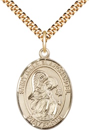 [7039GF/24G] 14kt Gold Filled Saint Gabriel the Archangel Pendant on a 24 inch Gold Plate Heavy Curb chain