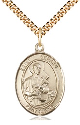 [7042GF/24G] 14kt Gold Filled Saint Gerard Majella Pendant on a 24 inch Gold Plate Heavy Curb chain