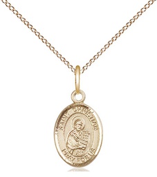 [9257GF/18GF] 14kt Gold Filled Saint Christian Demosthenes Pendant on a 18 inch Gold Filled Light Curb chain