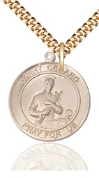 [7042RDGF/24G] 14kt Gold Filled Saint Gerard Pendant on a 24 inch Gold Plate Heavy Curb chain