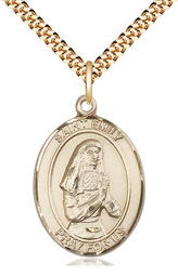 [7047GF/24G] 14kt Gold Filled Saint Emily de Vialar Pendant on a 24 inch Gold Plate Heavy Curb chain