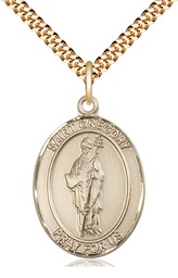 [7048GF/24G] 14kt Gold Filled Saint Gregory the Great Pendant on a 24 inch Gold Plate Heavy Curb chain