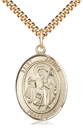 [7050GF/24G] 14kt Gold Filled Saint James the Greater Pendant on a 24 inch Gold Plate Heavy Curb chain