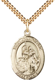 [7053GF/24G] 14kt Gold Filled Saint Joan of Arc Pendant on a 24 inch Gold Plate Heavy Curb chain