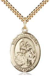 [7053GF/24G] 14kt Gold Filled Saint Joan of Arc Pendant on a 24 inch Gold Plate Heavy Curb chain