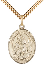 [7054GF/24G] 14kt Gold Filled Saint John the Baptist Pendant on a 24 inch Gold Plate Heavy Curb chain