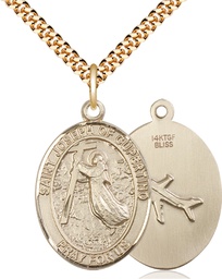 [7057GF/24G] 14kt Gold Filled Saint Joseph of Cupertino Pendant on a 24 inch Gold Plate Heavy Curb chain