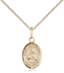 [9282GF/18GF] 14kt Gold Filled Saint John Vianney Pendant on a 18 inch Gold Filled Light Curb chain