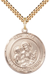 [7058RDSPGF/24G] 14kt Gold Filled San Jose Pendant on a 24 inch Gold Plate Heavy Curb chain