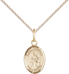 [9284GF/18GF] 14kt Gold Filled Saint Angela Merici Pendant on a 18 inch Gold Filled Light Curb chain
