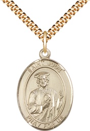 [7060GF/24G] 14kt Gold Filled Saint Jude Pendant on a 24 inch Gold Plate Heavy Curb chain