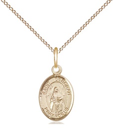 [9286GF/18GF] 14kt Gold Filled Saint Deborah Pendant on a 18 inch Gold Filled Light Curb chain