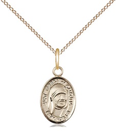 [9295GF/18GF] 14kt Gold Filled Saint Teresa of Calcutta Pendant on a 18 inch Gold Filled Light Curb chain