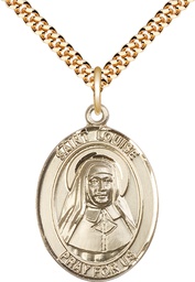 [7064GF/24G] 14kt Gold Filled Saint Louise de Marillac Pendant on a 24 inch Gold Plate Heavy Curb chain