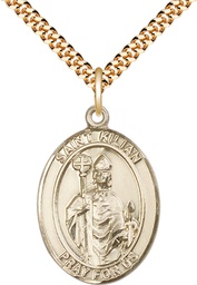[7067GF/24G] 14kt Gold Filled Saint Kilian Pendant on a 24 inch Gold Plate Heavy Curb chain