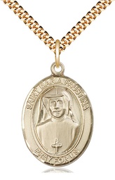 [7069GF/24G] 14kt Gold Filled Saint Maria Faustina Pendant on a 24 inch Gold Plate Heavy Curb chain