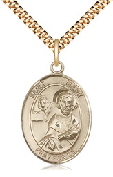 [7070GF/24G] 14kt Gold Filled Saint Mark the Evangelist Pendant on a 24 inch Gold Plate Heavy Curb chain