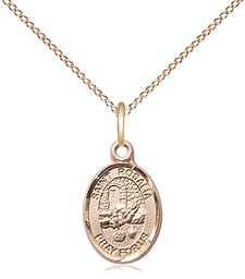 [9309GF/18GF] 14kt Gold Filled Saint Rosalia Pendant on a 18 inch Gold Filled Light Curb chain