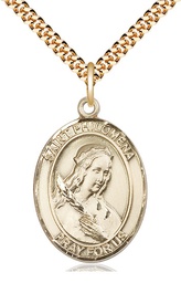 [7077GF/24G] 14kt Gold Filled Saint Philomena Pendant on a 24 inch Gold Plate Heavy Curb chain