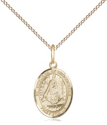 [9324GF/18GF] 14kt Gold Filled Saint Edburga of Winchester Pendant on a 18 inch Gold Filled Light Curb chain