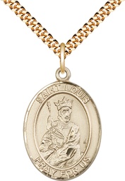 [7081GF/24G] 14kt Gold Filled Saint Louis Pendant on a 24 inch Gold Plate Heavy Curb chain