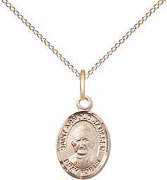 [9328GF/18GF] 14kt Gold Filled Saint Arnold Janssen Pendant on a 18 inch Gold Filled Light Curb chain