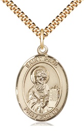 [7086GF/24G] 14kt Gold Filled Saint Paul the Apostle Pendant on a 24 inch Gold Plate Heavy Curb chain