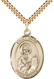 [7086GF/24G] 14kt Gold Filled Saint Paul the Apostle Pendant on a 24 inch Gold Plate Heavy Curb chain