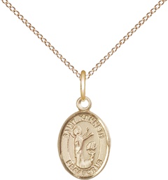 [9332GF/18GF] 14kt Gold Filled Saint Kenneth Pendant on a 18 inch Gold Filled Light Curb chain
