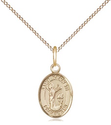 [9332GF/18GF] 14kt Gold Filled Saint Kenneth Pendant on a 18 inch Gold Filled Light Curb chain