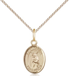 [9335GF/18GF] 14kt Gold Filled Saint Regina Pendant on a 18 inch Gold Filled Light Curb chain