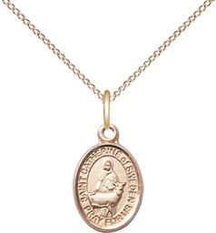 [9336GF/18GF] 14kt Gold Filled Saint Catherine of Sweden Pendant on a 18 inch Gold Filled Light Curb chain