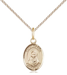 [9338GF/18GF] 14kt Gold Filled Saint Rafka Pendant on a 18 inch Gold Filled Light Curb chain