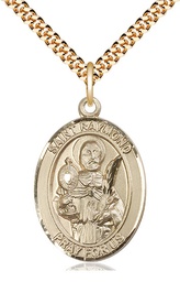 [7091GF/24G] 14kt Gold Filled Saint Raymond Nonnatus Pendant on a 24 inch Gold Plate Heavy Curb chain