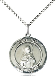 [8094RDSS/18SS] Sterling Silver Saint Rita of Cascia Pendant on a 18 inch Sterling Silver Light Curb chain