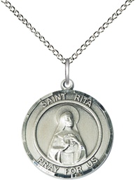 [8094RDSS/18SS] Sterling Silver Saint Rita of Cascia Pendant on a 18 inch Sterling Silver Light Curb chain