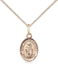 [9344GF/18GF] 14kt Gold Filled Saint Thomas A Becket Pendant on a 18 inch Gold Filled Light Curb chain