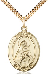 [7094GF/24G] 14kt Gold Filled Saint Rita of Cascia Pendant on a 24 inch Gold Plate Heavy Curb chain